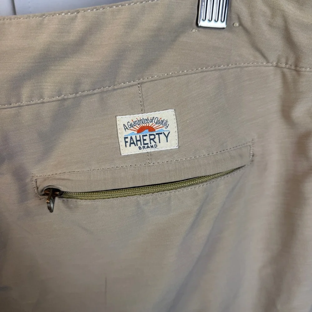 Faherty All Day Shorts Mens 35 Khaki Tan Hybrid Swim Surf Casual Stretch 995